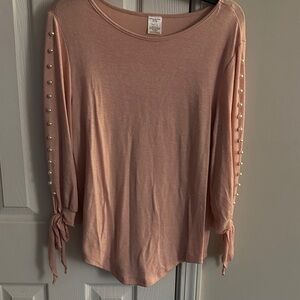 Women's Pink Pearl Sleeve Top